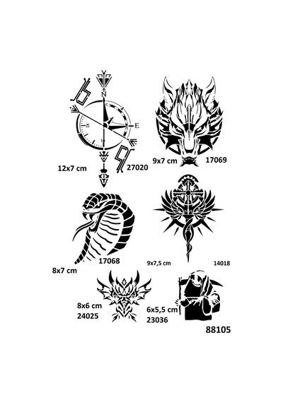 Pusula Kobra Modelleri Spray Tattoo Geçici Dövme Seti Dark Siyah Sprey