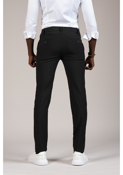 Perpant Slimfit İnce Çizgili Beli İplikli Ve Lastikli Likralı Yazlık Jogger Pantolon Siyah Perpant Slimfit İnce Çizgili Beli İplikli Ve Lastikli Likralı Yazlık Jogger Pantolon Siyah