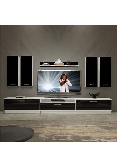 Decoraktiv Trendstyle 8d Mdf Tv Ünitesi Tv Sehpası Beyaz - Siyah