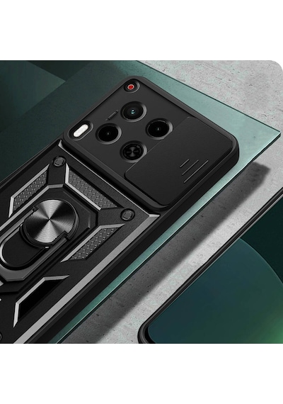 Zore Tecno Camon 30 Kılıf Magnetik Standlı Kamera Korumalı Msra Sürgülü Vega Kapak-mavi Mavi