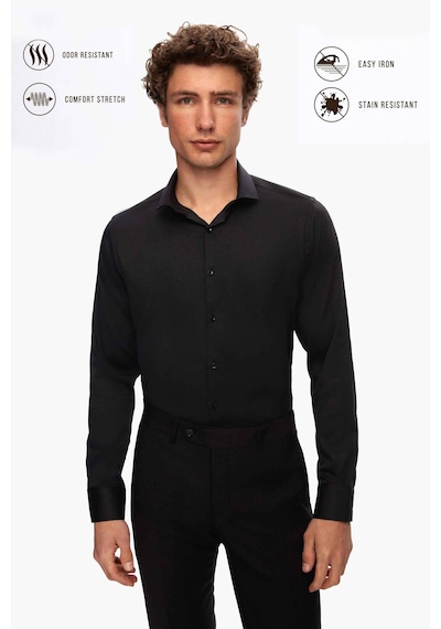 Twn Slim Fit Siyah Düz Gömlek 5ef02ad10288m 001