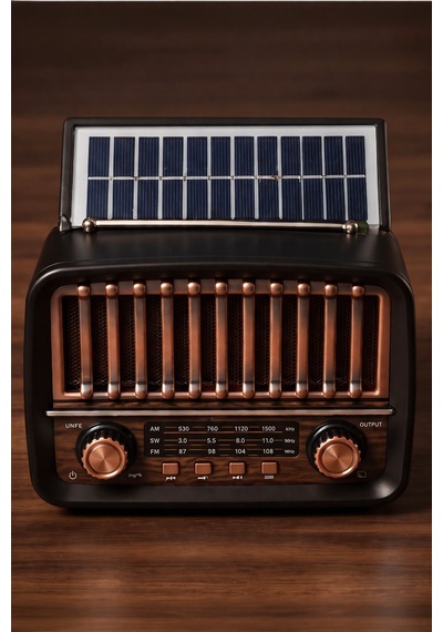 Güneş Enerjili Nostaljik Radyo Şarjlı Bluetooth Hoparlör Taşınabilir Retro Tasarım K-371s
