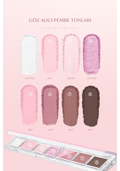 Pigmentli, 5 Farklı Dokulu Far Paleti Perıpera All Take Mood Palette 004 If Pink Check Dm Plz 004
