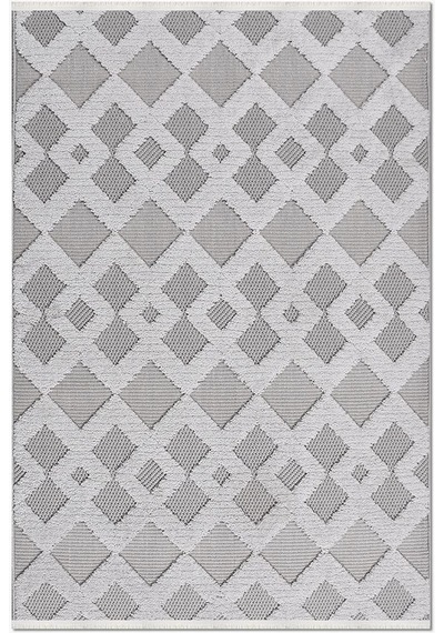 Bespoky Peri Pl02k Geometrik Modern Salon Halısı Makine Dokuma Gri - Açık Gri