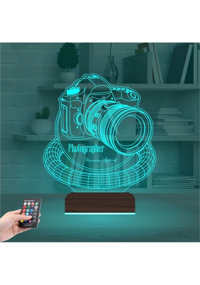 Luvivia Photographer Fotoğraf Makinesi Fotoğrafçı Kişiye Özel 3d Lamba - Masa Gece Lambası Şeffaf