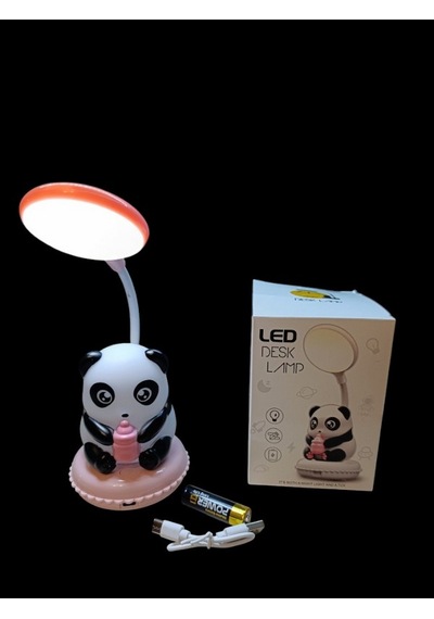 Panda Figürlü Katlanabilir Ve Şarjlı Pilli Led Masa Lambası Çok Renkli