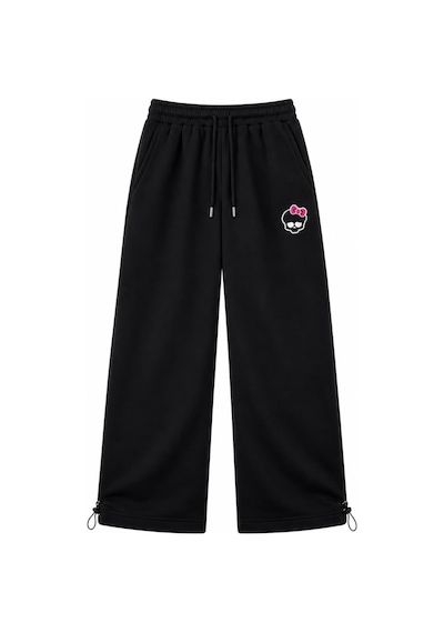 Zaee Kitty Skull Nakışlı Ayarlanabilir Paça Baggy Eşofman Altı Siyah