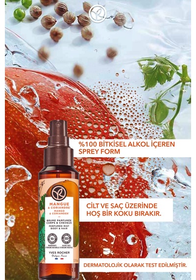 Yves Rocher Saç Ve Vücut Spreyi- Canlandırıcı Mango & Kişniş - Vegan-100ml