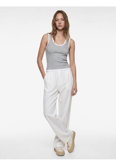 Koton Slim Fit Kolsuz Biyeli U Yaka Kaşkorse Bluz Gri Melanj 6sal30231ık