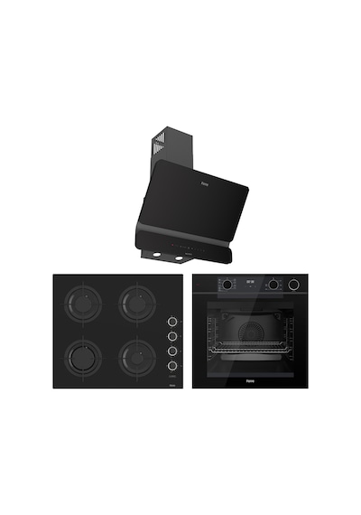 Ferre New Fryart - Steamart CS Serisi Ultra Sessiz Siyah  QEP64CS-CS205FA-D080-SA Ankastre Set