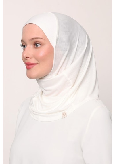 Melodi Scarf Kadın Tesettür Cimafit Nefes Alan Hazır Pratik Hijab Bone Beyaz