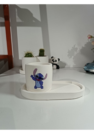 Tabaklı Sevimli Canavar Desenli Saksı Seti