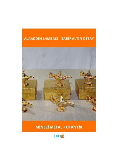 Mineli Metal Alaaddin Lambası Şık Otantik Vintage Hediyelik 1 Adet