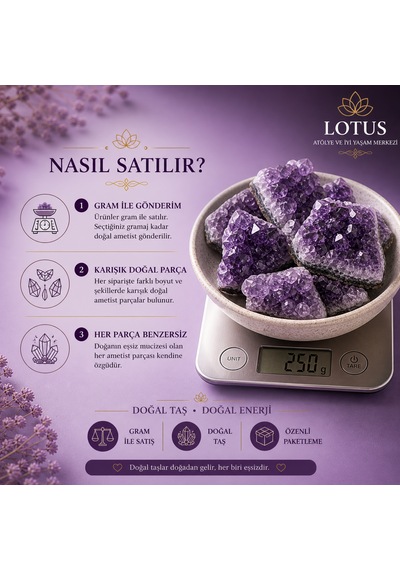 %100 Doğal Ametist Taşı Gr Ham Ametist Kristal Parçaları 100g