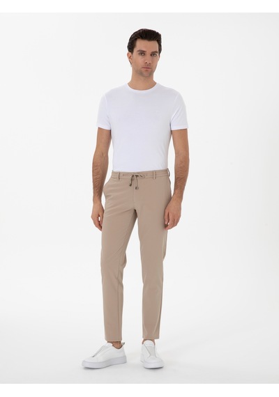 Cacharel Vizon Slim Fit Beli Bağcıklı Esnek Klasik Pantolon Kahverengi Cacharel Vizon Slim Fit Beli Bağcıklı Esnek Klasik Pantolon Kahverengi