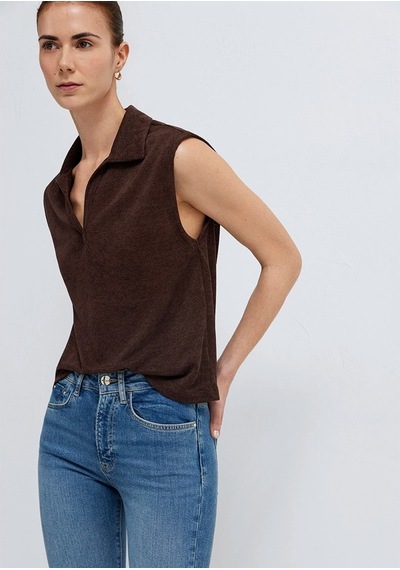 Mavi Kadın Modelli Polo Tişört Kahve Çekirdeği 1613952-70236 Kahverengi