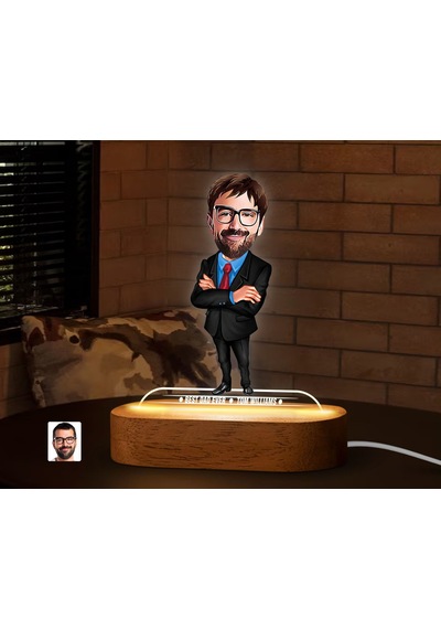 Bk Gift Kişiye Özel Baba Karikatürlü Dekoratif 3d Biblo Led Işıklı Gece Lambası-1, Babaya Hediye, Babalar Günü Hediyeleri Kobitmeyen138228 Bk Gift