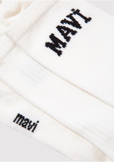 Mavi - Beyaz Soket Çorap 1912726-23248 Beyaz