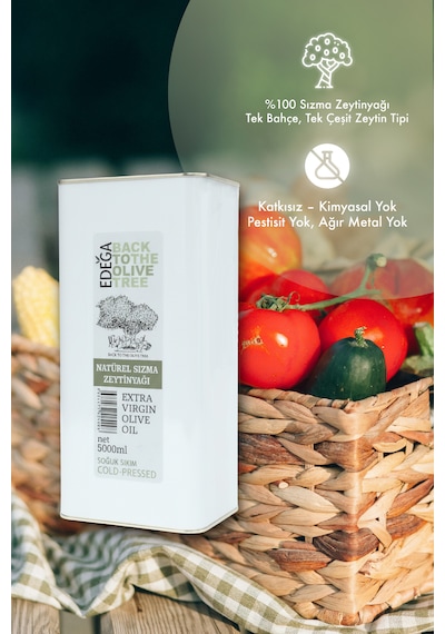 5 Lt Soğuk Sıkım Zeytinyağı Olgun Hasat , Edremit Tipi Zeytin , Sızma