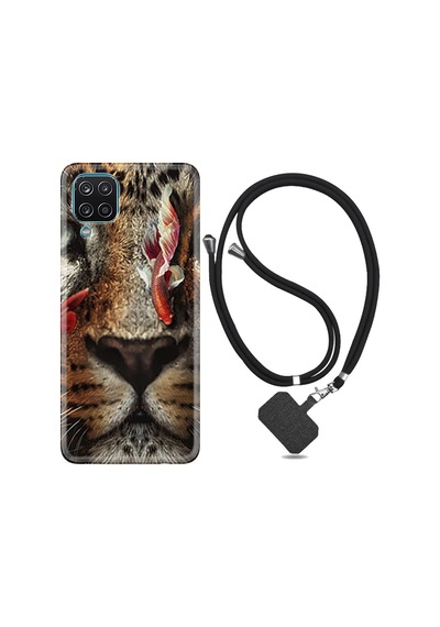 Samsung Uyumlu Galaxy A12 Kılıf Ipli Askılı Flowers Baby Tiger 1336