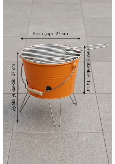 Küçük Katlanabilir Metal Piknik Izgara Mangal Barbekü Turuncu