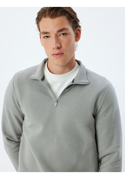 Koton Yarım Fermuarlı Yaka Sweatshirt Uzun Kollu Pamuk Karışımlı Gri 5wam70002mk Gri Koton Yarım Fermuarlı Yaka Sweatshirt Uzun Kollu Pamuk Karışımlı Gri 5wam70002mk Gri