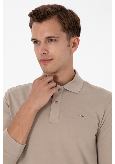 U.S. Polo Assn. Erkek Regular Fit Polo Yaka Koyu Bej Basic Sweatshirt 50315941-VR088