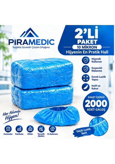 Piramedic Galoş 10 Micron 2000 Adet Mavi Galoş