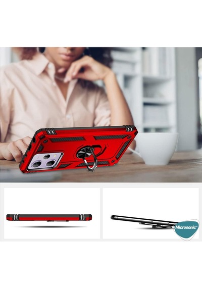 Xiaomi Mi 13 Pro Kılıf Military Ring Holder Kırmızı Mi 13 Pro İle Uyumlu Kılıf - Kırmızı
