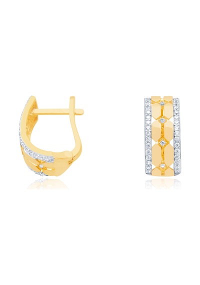 Diamond Line - Gülaylar - Sarı Beyaz Altın 14 Ayar Trend Küpe N11.9255