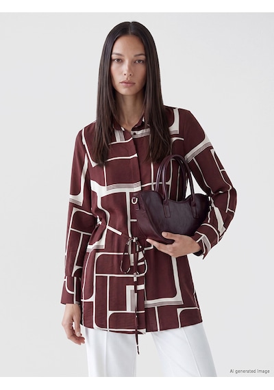 Lcw Everyday Bordo Desenli Kadın Gömlek Tunik