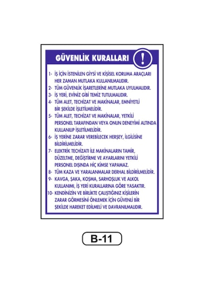 Güvenlik Kuralları Uyarı Ikaz Levhası