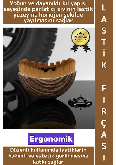 Wintoup Premium Ergonomik Dayanıklı Yoğun Kıl Motosiklet Otomobil Bakım Hazneli Araç Lastik Parlatma Fırçası