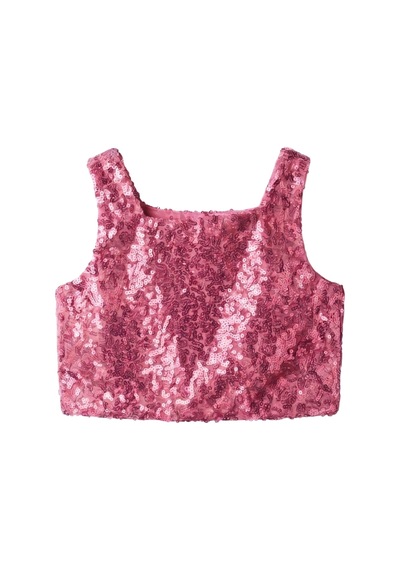 Le Mabelle Fuşya Kare Yakalı Pullu Kız Çocuk Kolsuz Crop Bluz - Cintia Fuşya