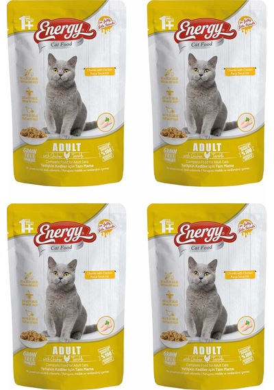 Energy Tavuklu Yetişkin Yaş Pouch Kedi Maması 4 x 85 G
