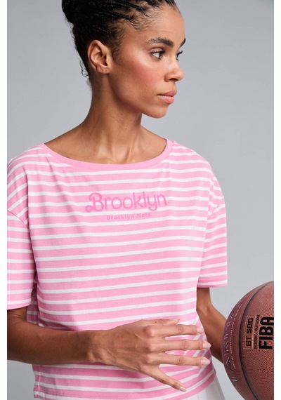 Defacto Nba Brooklyn Nets Loose Fıt Kayık Yaka Sporcu Kısa Kollu Tişört H9583ax26hspn82 Pembe-pn82