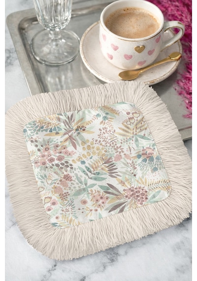 Pastel Çiçekli Saçaklı Sunum Servis Altlığı Mendil - Zarif Bohem Vintage Pembe Krem Sunumluk Peçete Metalik Orman Pembe Pastel Çiçekli Saçaklı Sunum Servis Altlığı Mendil - Zarif Bohem Vintage Pembe Krem Sunumluk Peçete Metalik Orman Pembe