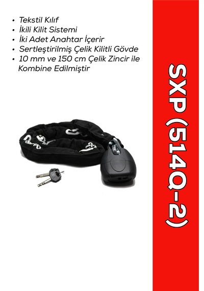 Zincir Kilit 150cm 514q-2 - Hırsızlığa Karşı Yüksek Güvenlik Zincir Kilidi