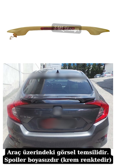 Honda Civic Fc5 Işıklı Spoiler Plastik Spoyler Rüzgarlık