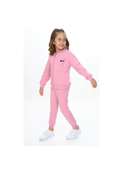 Toontoy Kids Toontoy Kız Çocuk Göğsü Cepli Armalı Eşofman Takım Gül Kurusu