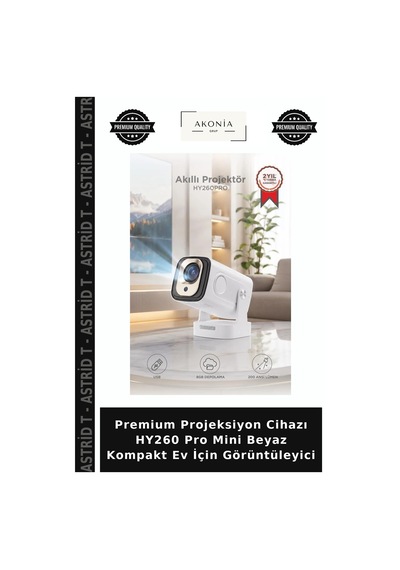 Premium Projeksiyon Cihazı Hy260 Pro Mini Beyaz Kompakt Ev İçin Görüntüleyici