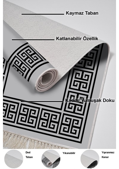 Dekoreko Kaymaz Taban Djt 3 Lü Banyo Paspas Takımı Trend Karışık Modern 608m gri