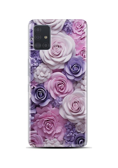Samsung Galaxy Uyumlu A31 Kılıf Boutique Baskılı Resimli Mor Güller Pcode -029