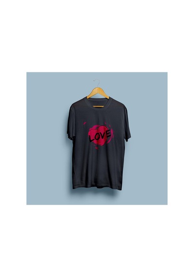 Bahriyeli Collection Oversize Love / Aşk Ve Kalp Tasarım Unisex T-shirt Siyah