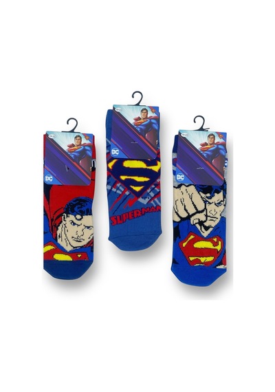 Superman Lisanslı Erkek Çocuk 3 Çift Soket Çorap 21561 Kırmızı/5yas