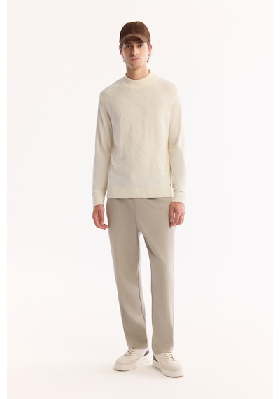 Avva Erkek Ekru Bisiklet Yaka Soft Touch Dokulu Triko Regular Fit Kazak A52y5028