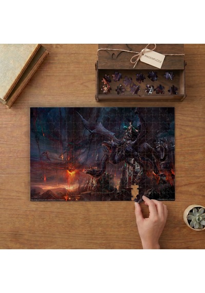 Üç Başlı Ejderha Tasarımı 240 Parça Ahşap Puzzle Ahşap Kutuda Mpy20316