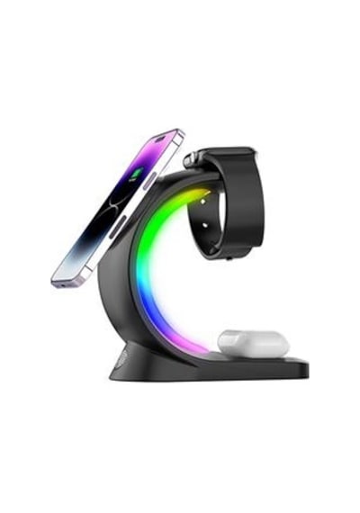 S-link Sl-cw20 Telefon, Saat, Kulaklık Uyumlu 15w Siyah Rgb Kablosuz Şarj Cihazı Çoklu Renk