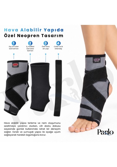 Basit 8 Bandajlı Ayak Bilekliği 2'li Set Ayarlanabilir Neopren Ayak Bileği Desteği