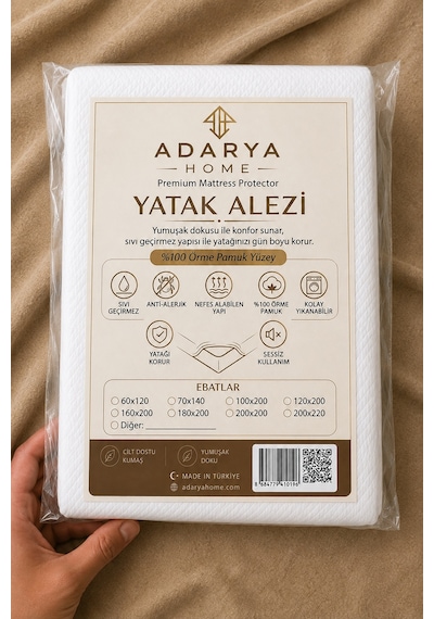 Sıvı Geçirmez Fitted Yatak Alezi Sessiz Kullanım %100 Örme Pamuk Beyaz